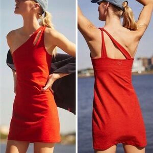 Beyond Yoga Spacedye Lost Your Mind Women Dress One-Shoulder Red Size Small NWT